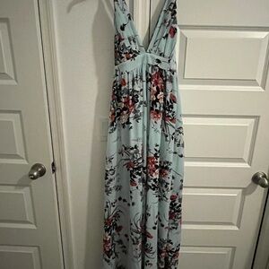 SHEIN Floral Maxi Dress - Light Blue and Pink